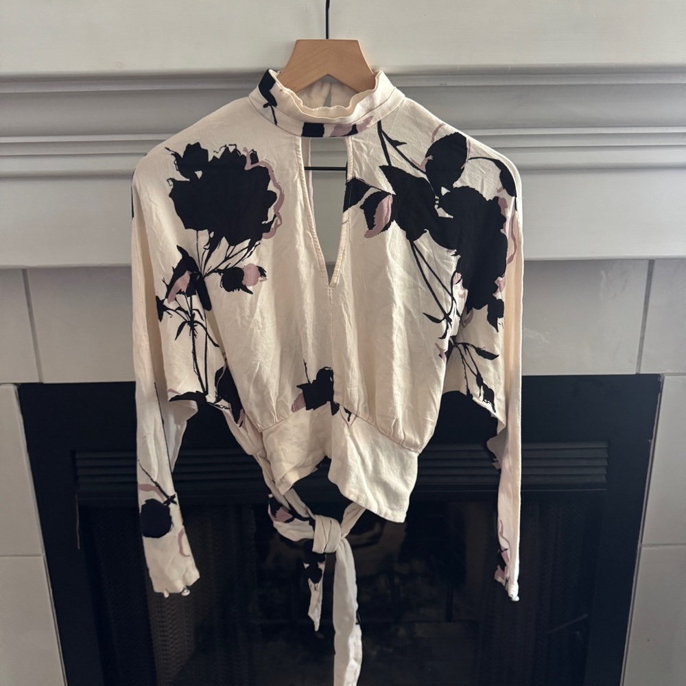 Free People Ivory Say You Love Me Floral Top